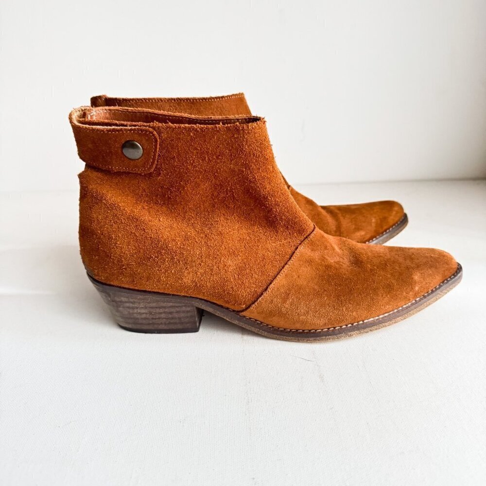 Gee Wawa Anthropologie Brown Suede Zip Detail Western Booties 41